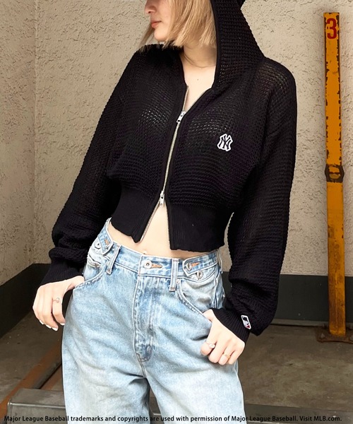 BACK TO THE FIELD パーカー 「MLB」刺繍ワッペンメッシュニット