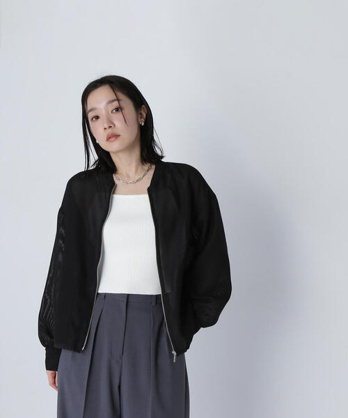 【新品・未使用】黒のメッシュブルゾン NATURAL BEAUTY BASIC ブルゾン アウター 「Oggi掲載」メッシュ
