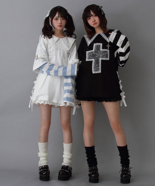 DearMyLove ワンピース 十字架スタッズストライプワンピース
