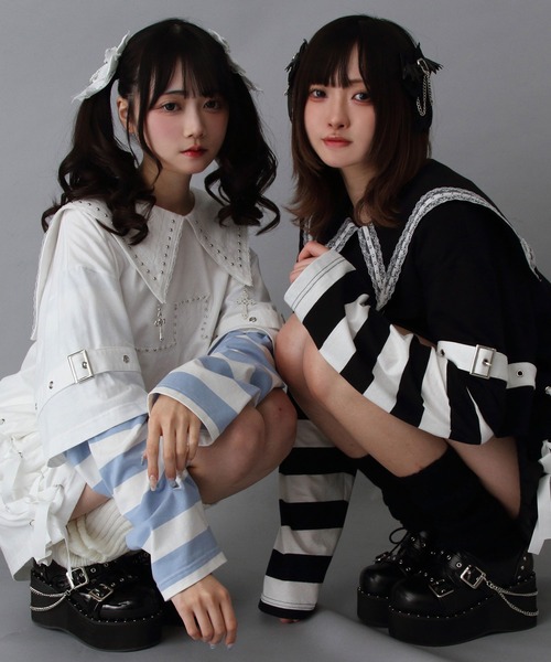 DearMyLove ワンピース 十字架スタッズストライプワンピース