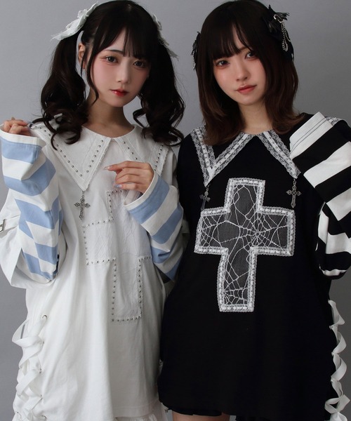 DearMyLove ワンピース 十字架スタッズストライプワンピース