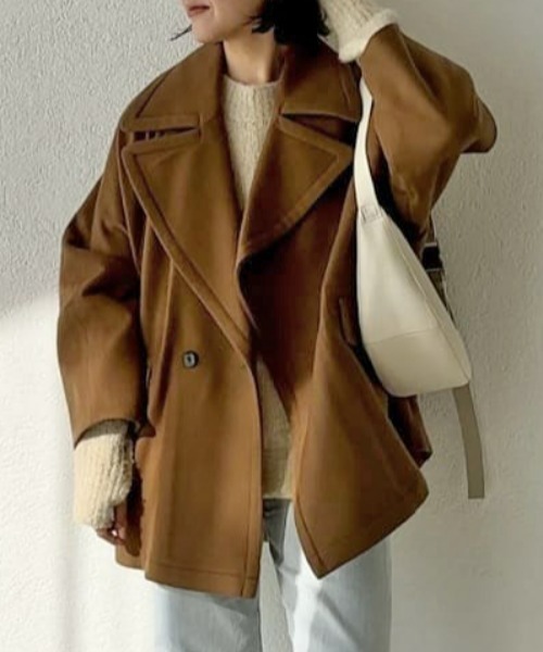 RIVK DROT キャメル ウール ピーコート美品 RIVK DROT キャメル ウール ピーコート美品 RIVE DROITE（リヴドロワ