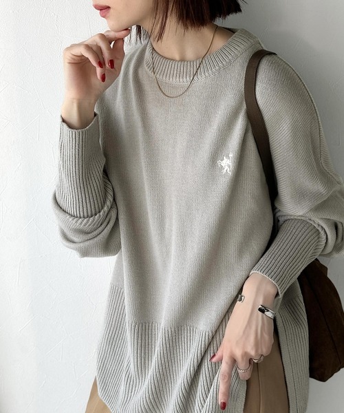 JE M'EN FOUS 刺繍 ニットセーター グレー classicalelf（クラシカルエルフ） ニット セーター さらり抜け感ある