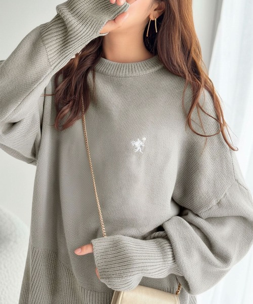 刺繍アイボリー セーター　サイズS classicalelf（クラシカルエルフ） ニット セーター さらり抜け感ある