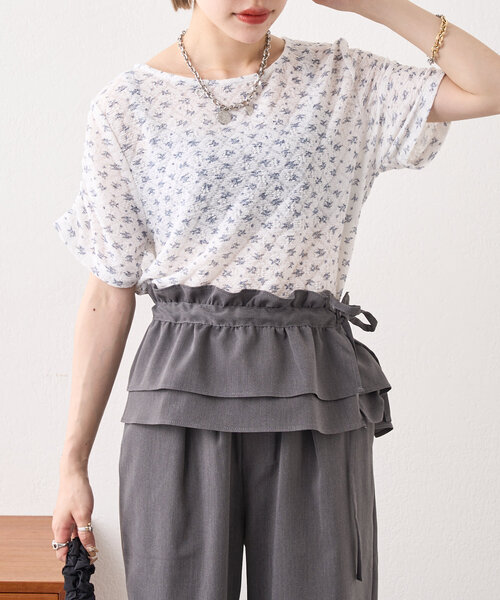 w closet（ダブルクローゼット） tシャツ 半袖フラワーレース