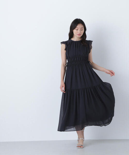 【美品】ツモリチサト.ノースリワンピース　クレプリ　海柄　楊柳　ウエストリボン 美品】ツモリチサト.ノースリワンピース クレプリ 海柄 楊柳