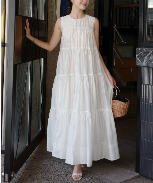 Rさん専用　ティアードワンピース、トップスパンツ、3点セット anuans ワンピース テンセルリッチオーガンティアードワンピース