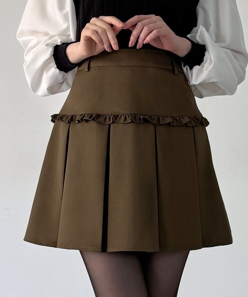 JUNOAH（ジュノア） スカート フリルボックスプリーツスカート