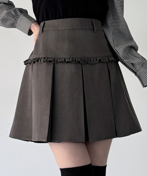 JUNOAH（ジュノア） スカート フリルボックスプリーツスカート