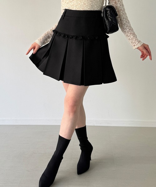 JUNOAH（ジュノア） スカート フリルボックスプリーツスカート