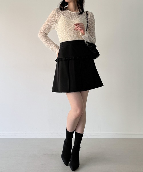 JUNOAH（ジュノア） スカート フリルボックスプリーツスカート