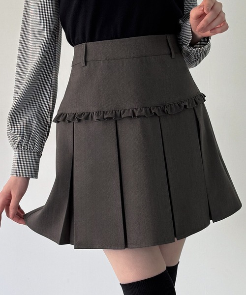 JUNOAH（ジュノア） スカート フリルボックスプリーツスカート