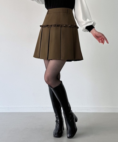 JUNOAH（ジュノア） スカート フリルボックスプリーツスカート