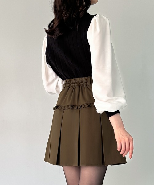 JUNOAH（ジュノア） スカート フリルボックスプリーツスカート