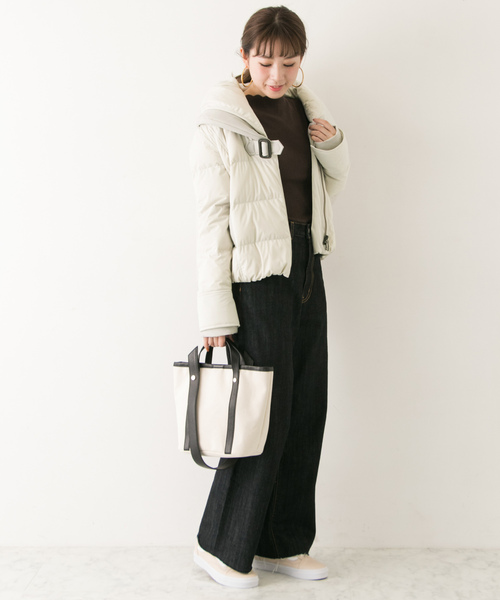 新品タグ付き✨ヨソオウ　ダウンジャケット ブラック　異素材切り替え　サイズ２ YOSOOU（ヨソオウ） ダウンコート ダウンジャケット 「YOSOOU/ヨソオウ