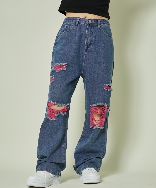 y2k デニム（レディースファッション）（色：ピンク系