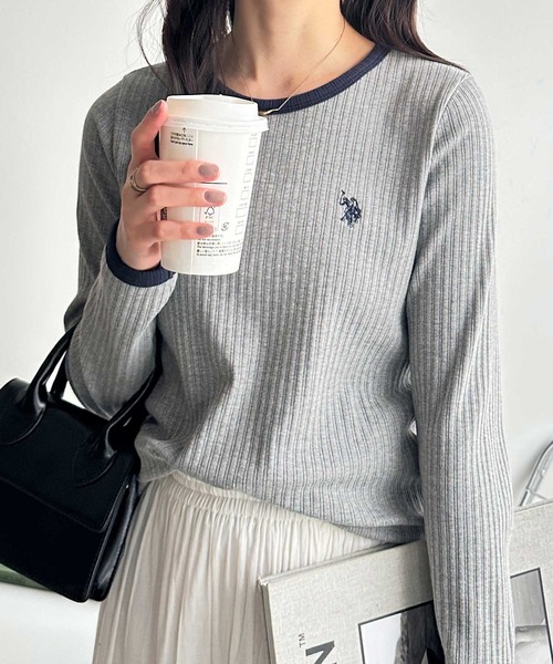 tシャツ 「U.S. POLO ASSN.」配色デザインリブロンT レディース U.S. POLO ASSN. tシャツ 「U.S. ASSN.」配色デザインリブロンT