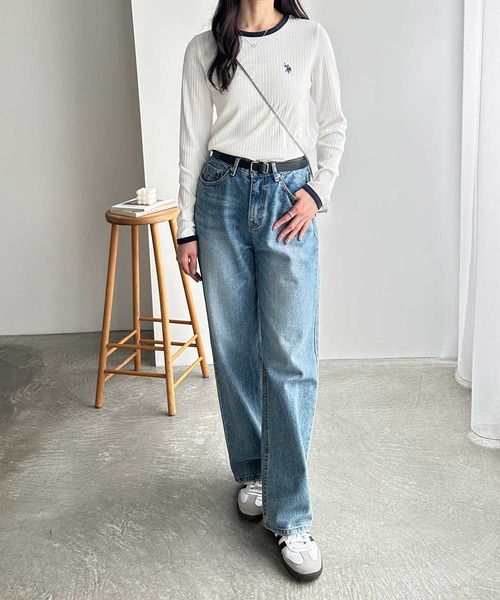 tシャツ 「U.S. POLO ASSN.」配色デザインリブロンT レディース U.S. POLO ASSN. tシャツ 「U.S. ASSN.」配色デザインリブロンT