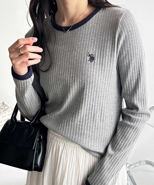 tシャツ 「U.S. POLO ASSN.」配色デザインリブロンT レディース U.S. POLO ASSN. tシャツ 「U.S. ASSN.」配色デザインリブロンT