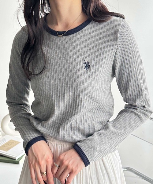 tシャツ 「U.S. POLO ASSN.」配色デザインリブロンT レディース U.S. POLO ASSN. tシャツ 「U.S. ASSN.」配色デザインリブロンT