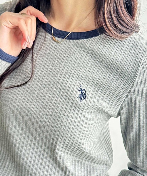 tシャツ 「U.S. POLO ASSN.」配色デザインリブロンT レディース U.S. POLO ASSN. tシャツ 「U.S. ASSN.」配色デザインリブロンT