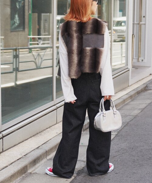 未使用 etsinta 定価1.6 リメイク ファー ムートン ベスト etsinta