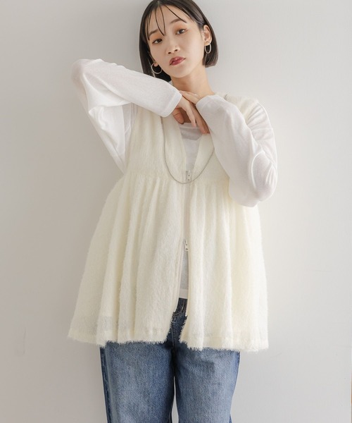 LOWRYS FARM ベスト ジレ フェザーZIPベスト 495535