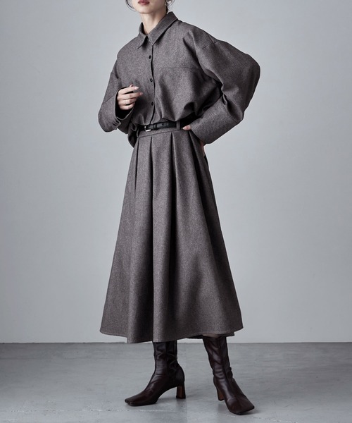 etoll.（エトル） スカート ヘザーツイルタックスカート : ZOZOTOWN