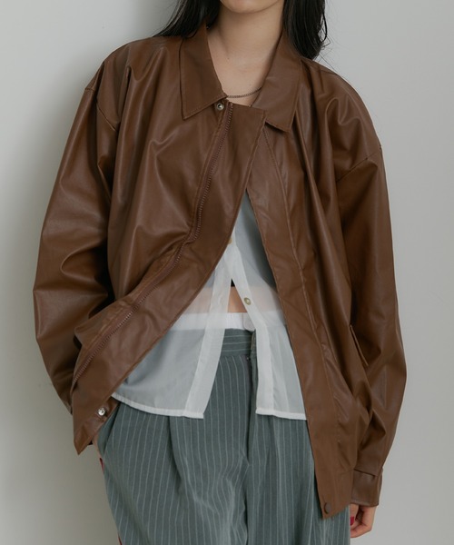 SEN TOKYO ブルゾン アウター ビッグシルエットレザーブルゾン