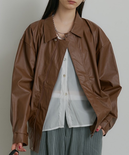 SEN TOKYO ブルゾン アウター ビッグシルエットレザーブルゾン