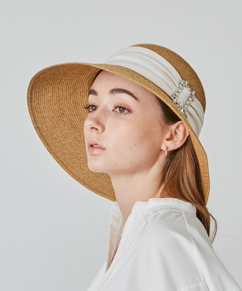 「Chapeau d' O」 ストローハット M/57.5cm ブラック レディース_画像2