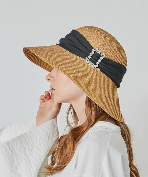 「Chapeau d' O」 ストローハット M/57.5cm ブラック レディース_画像9