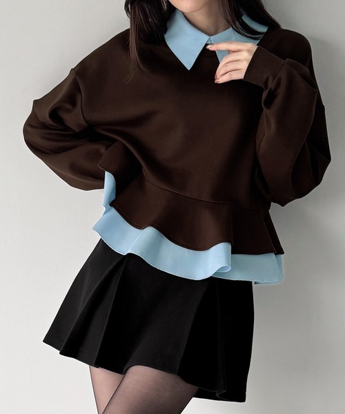 JUNOAH（ジュノア） トレーナー スウェット フリルレイヤード