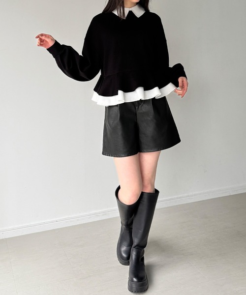 JUNOAH（ジュノア） トレーナー スウェット フリルレイヤード