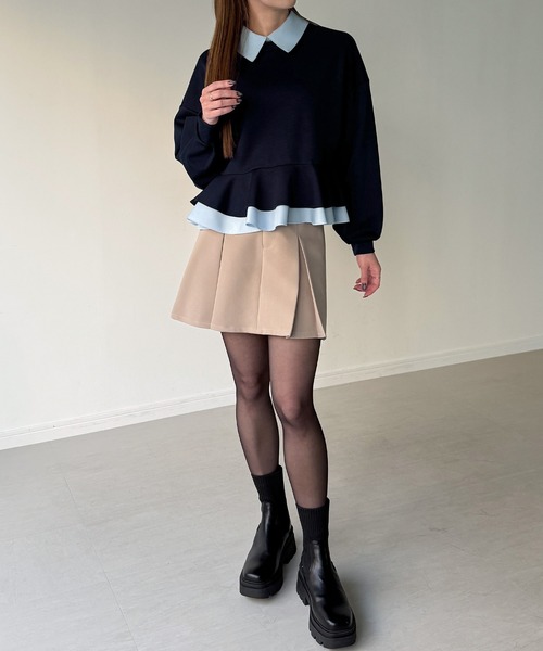 JUNOAH（ジュノア） トレーナー スウェット フリルレイヤード 