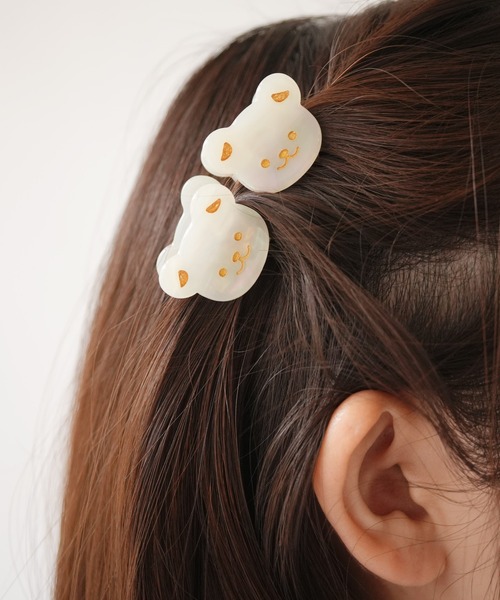 Jelly moo（ジェリームー） ヘアクリップ 「 」 マーブルカラー くま