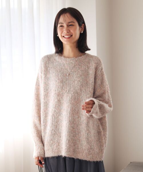 ニット セーター ブークレMIXニットチュニック レディース