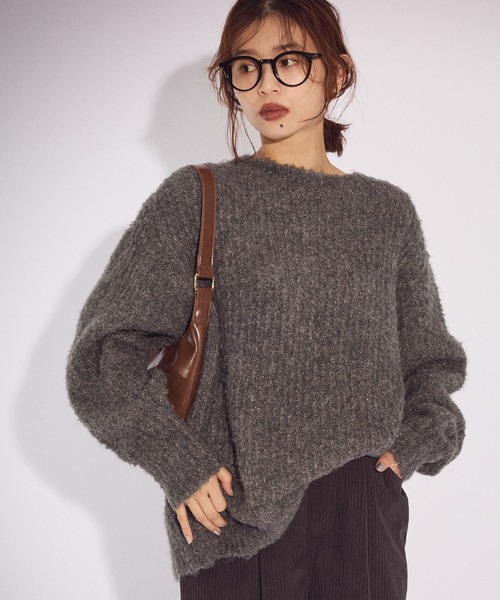 ニット セーター ブークレMIXニットチュニック レディース