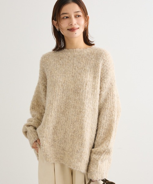 ニット セーター ブークレMIXニットチュニック レディース