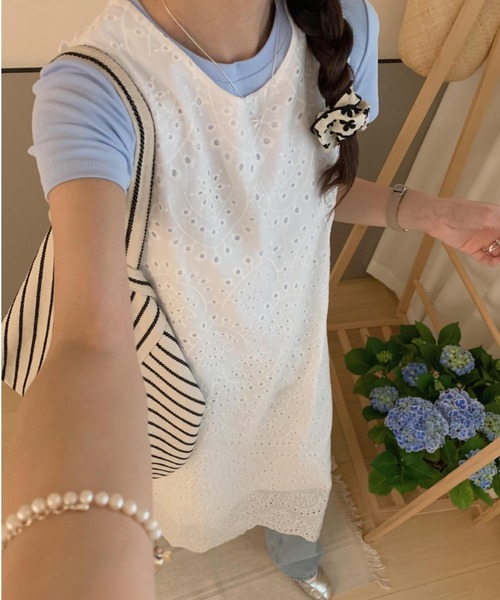 「FREE STYLISTS」 ノースリーブワンピース FREE ホワイト レディース_画像7