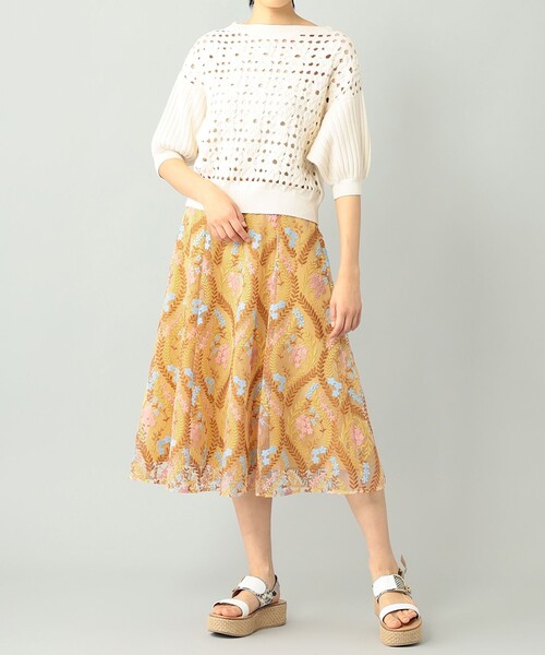 「GRACE CONTINENTAL」 半袖ニット 36 オレンジ レディース_画像9