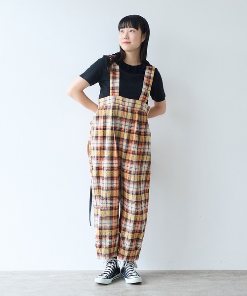 サロペット オーバーオール broken dobby check　サロペット レディースの画像