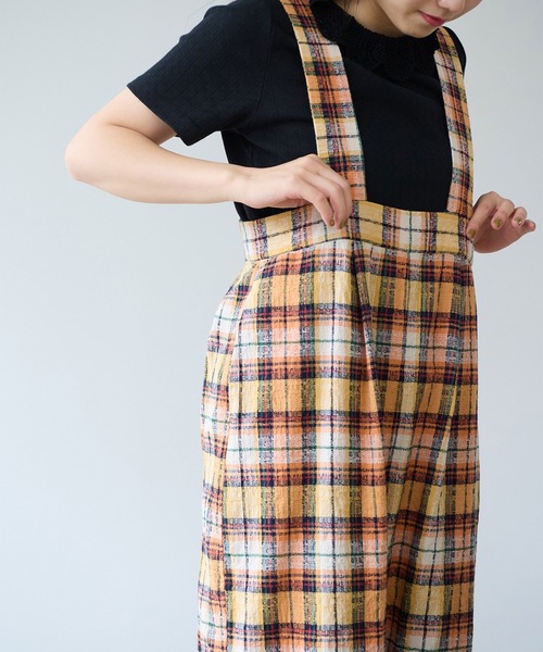 サロペット オーバーオール broken dobby check　サロペット レディースの画像