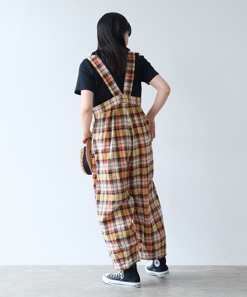 サロペット オーバーオール broken dobby check　サロペット レディースの画像