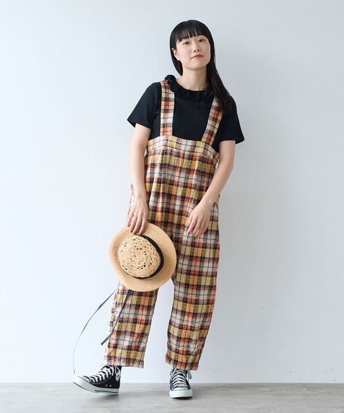 サロペット オーバーオール broken dobby check　サロペット レディースの画像