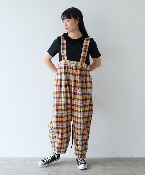 サロペット オーバーオール broken dobby check　サロペット レディースの画像