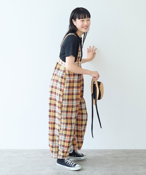サロペット オーバーオール broken dobby check　サロペット レディースの画像