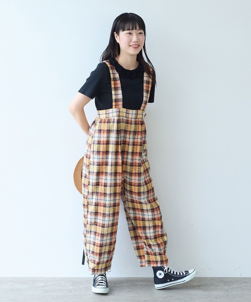サロペット オーバーオール broken dobby check　サロペット レディースの画像