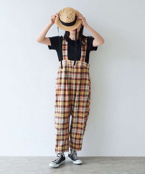 サロペット オーバーオール broken dobby check　サロペット レディースの画像