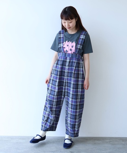 サロペット オーバーオール broken dobby check　サロペット レディースの画像